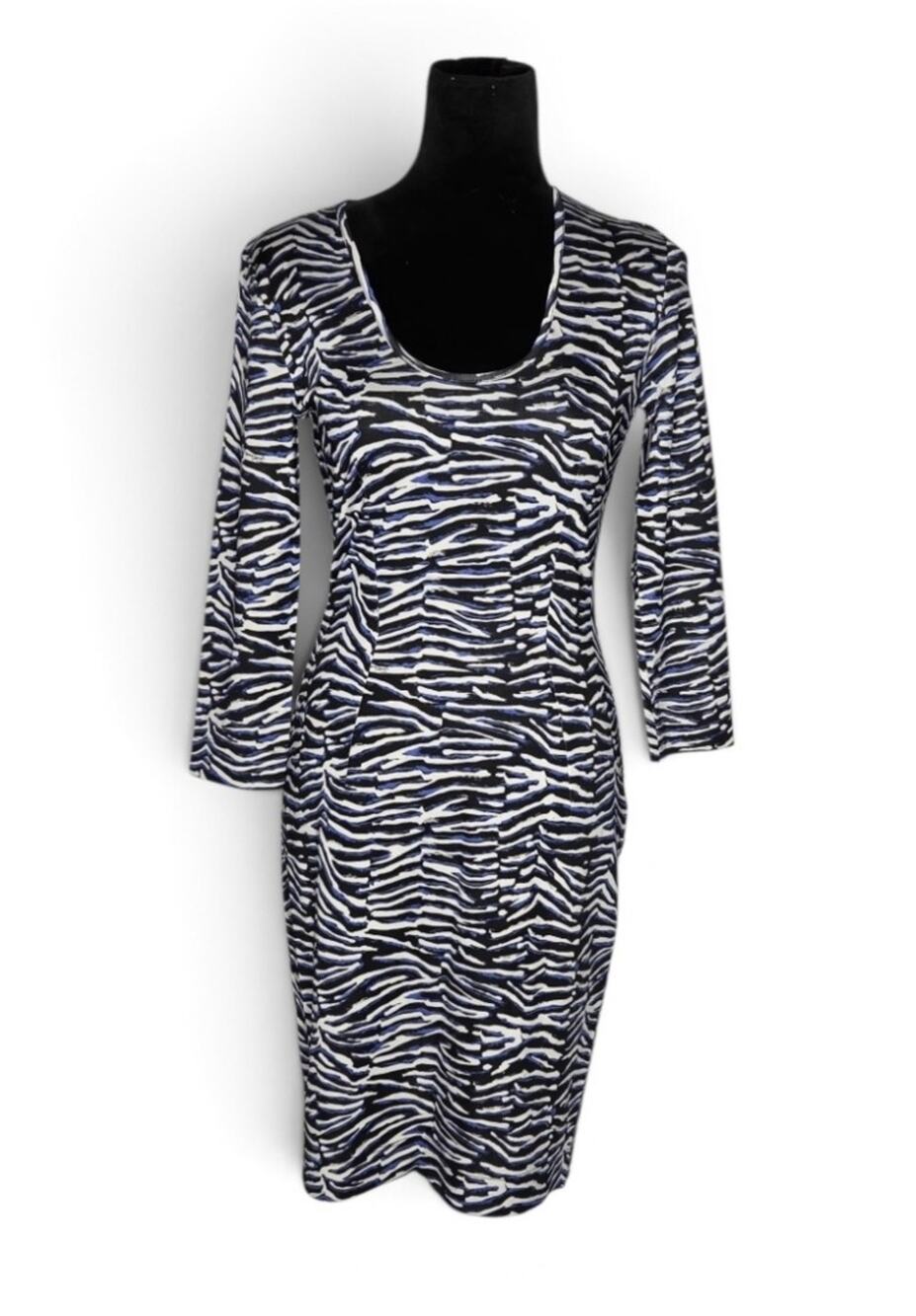 Just Cavalli Zebra Animal Print Stretch Bodycon 3/4 Sleeve Dress Italy Sz 42 Y2K